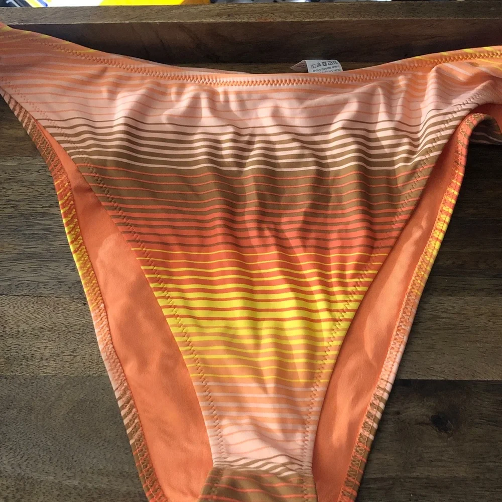 aerie Ombre Stripe Bikini Bottoms in Orange and Yellow